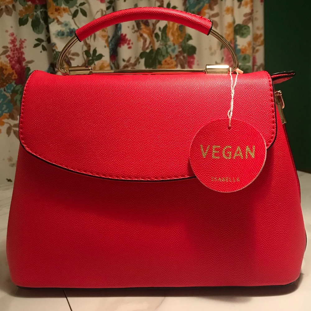 Vegan Red Faux Leather Purse